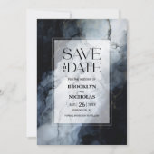 Moderne Schwarze Marmorhochzeit rettet das Datum Save The Date (Vorderseite)