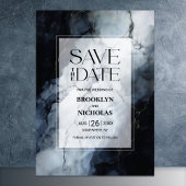 Moderne Schwarze Marmorhochzeit rettet das Datum Save The Date