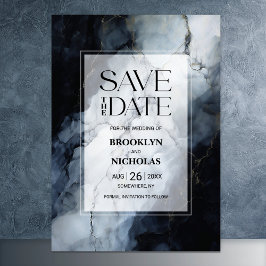 Moderne Schwarze Marmorhochzeit rettet das Datum Save The Date
