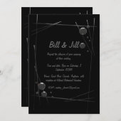 Moderne Schwarze Metallische Abstrakte Linie Kunst Einladung (Vorne/Hinten)