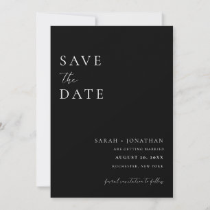 Moderne schwarze Minimal-Script-Save-The-Date-Foto Einladung