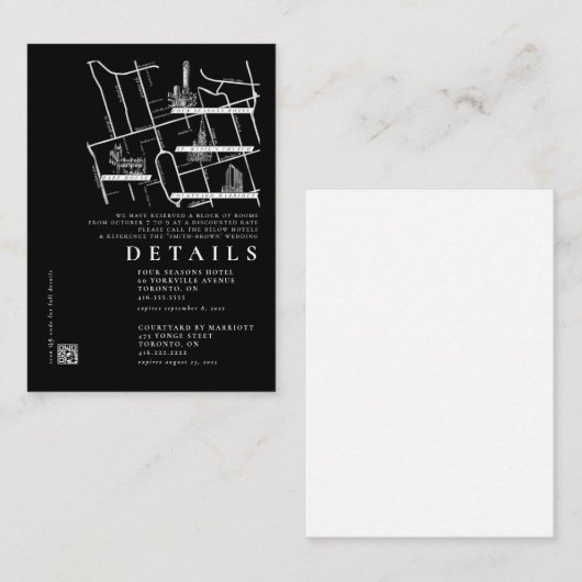 Moderne Schwarze Minimalistische Details Einladung (Vorne/Hinten)