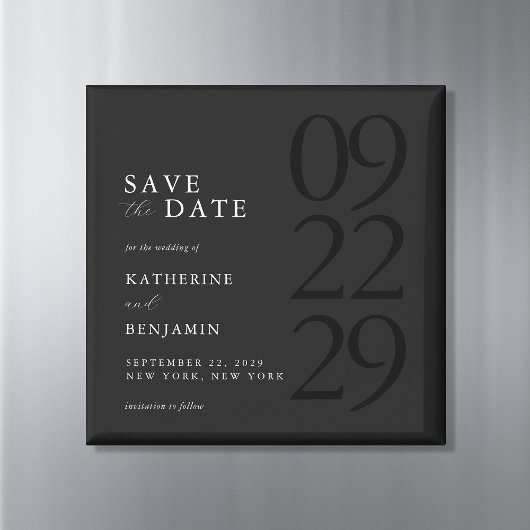Moderne schwarze minimalistische Hochzeit Magnet