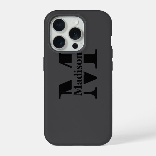 Moderne schwarze, minimalistische Monogramm Case-M iPhone Hülle (Rückseite)