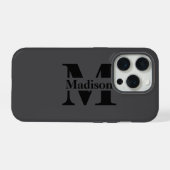 Moderne schwarze, minimalistische Monogramm Case-M iPhone Hülle (Rückseite (Horizontal))