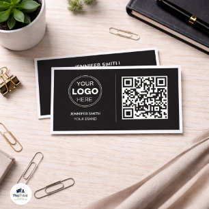 Moderne schwarze minimalistische QR-Code-Geschäfts Visitenkarte