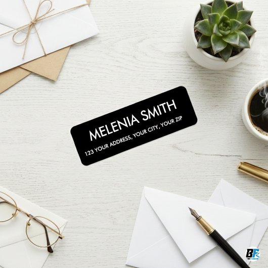 Moderne schwarze minimalistische Rücksendeadresse