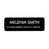 Moderne schwarze minimalistische Rücksendeadresse (Vorne)