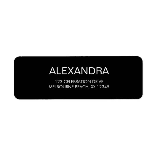 Moderne schwarze minimalistische Rücksendeadresse (Vorne)