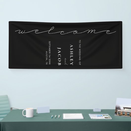 Moderne Schwarze Minimalistische Schrift Begrüßung Banner (Messe)