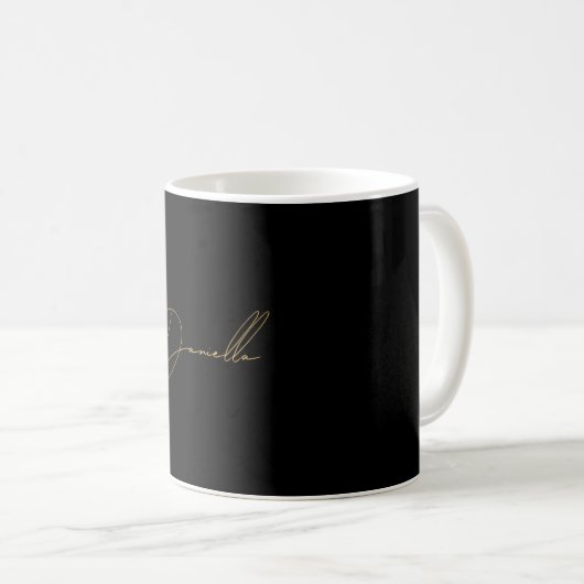 Moderne schwarze Minimalistische und schicke Golde Kaffeetasse (VorderseiteRechts)
