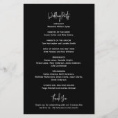 Moderne schwarze minimalistisches Hochzeitsprogram Flyer (Hinten)