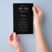 Moderne schwarze minimalistisches Hochzeitsprogram Flyer (Handgriff)