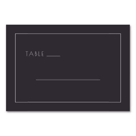 Moderne schwarze minimalistisches Tischschild Tischnummer (Vorderseite)