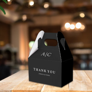 Moderne Schwarze Monogramm-Gastgeschenk Hochzeiten Geschenkschachtel
