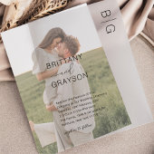 Moderne Schwarze Monogramm-Hochzeit Pergament Einladungen