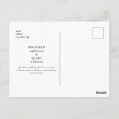 Moderne schwarze Monogramm Hochzeit speichern das Postkarte (Rückseite)