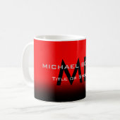 Moderne schwarze Monogramm-Initialen Kaffeetasse (Vorderseite Links)