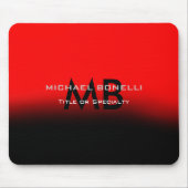 Moderne schwarze Monogramm-Initialen Mousepad (Vorne)