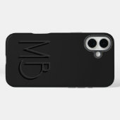 Moderne Schwarze Monogramm-Initialen zeitgemäß Case-Mate iPhone Hülle (Rückseite (Horizontal))