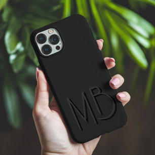 Moderne Schwarze Monogramm-Initialen zeitgemäß iPhone 16 Pro Max Hülle
