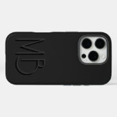Moderne schwarze Monogramm-Initialen zeitgenössisc Case-Mate iPhone Hülle (Rückseite (Horizontal))