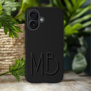 Moderne schwarze Monogramm-Initialen zeitgenössisc iPhone 16 Hülle