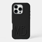 Moderne schwarze Monogramm-Initialen zeitgenössisc iPhone Hülle (Rückseite)