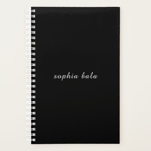 Moderne schwarze Monogramm-Name-Gestaltung Planer (Vorderseite)