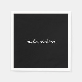 Moderne schwarze Monogramm-Schrift-Design Serviette