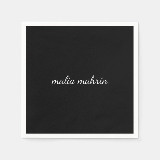 Moderne schwarze Monogramm-Schrift-Design Serviette (Vorderseite)