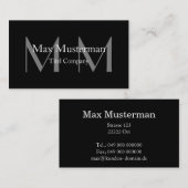 Moderne schwarze Monogramm Visitenkarte (Vorne/Hinten)