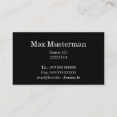 Moderne schwarze Monogramm Visitenkarte (Rückseite)