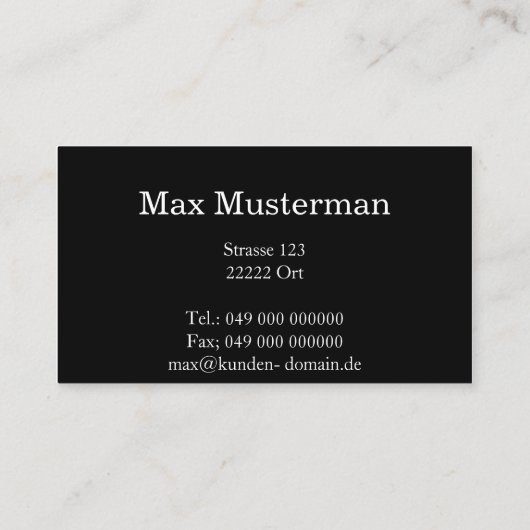 Moderne schwarze Monogramm Visitenkarte (Rückseite)