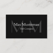 Moderne schwarze Monogramm Visitenkarte (Vorderseite)