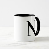 Moderne schwarze Monogrammbuchstabe N Benutzerdefi Tasse (VorderseiteRechts)
