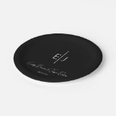 Moderne Schwarze Namen Initials Paper Plate Pappteller (Schrägansicht)
