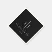 Moderne schwarze Namensinitialen Papierplatte Serviette (Ecke)