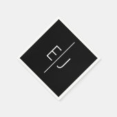 Moderne schwarze Namensinitialen Serviette (Ecke)
