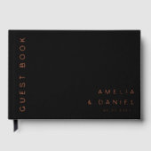 Moderne schwarze oder farbige Hochzeitsnamensfolie Gästebuch (Vorderseite)