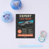 Moderne schwarze Orange-Autodetailing-Service Flyer (Einzeln)