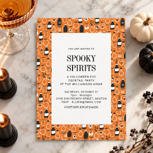 Moderne schwarze orange Cocktail-Erwachsene Hallow Einladung