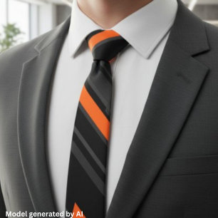 Moderne schwarze orange diagonale Streifen Krawatte
