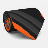 Moderne schwarze orange geometrische Name Krawatte (Gerollt)