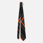 Moderne schwarze orange geometrische Name Krawatte (Rückseite)