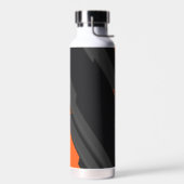 Moderne Schwarze Orange Geometrische Name Trinkflasche (Links)
