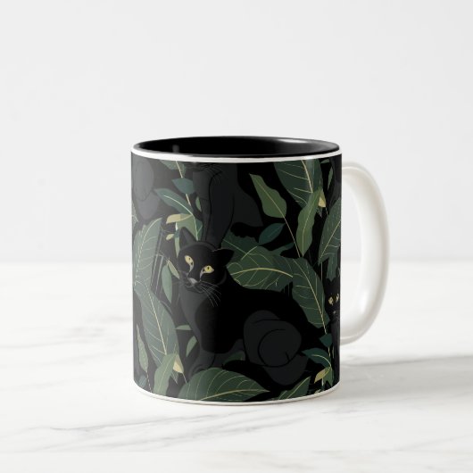 Moderne schwarze Panther Zweifarbige Tasse (VorderseiteRechts)