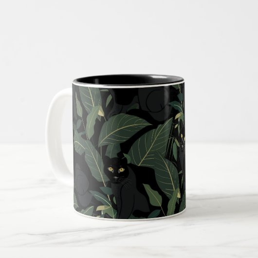 Moderne schwarze Panther Zweifarbige Tasse (Vorderseite Links)