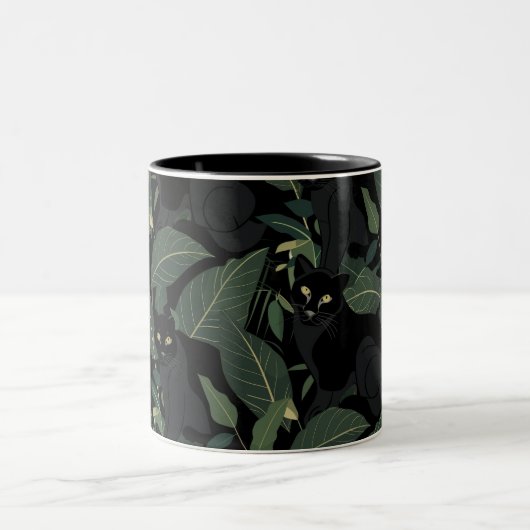 Moderne schwarze Panther Zweifarbige Tasse (Mittel)