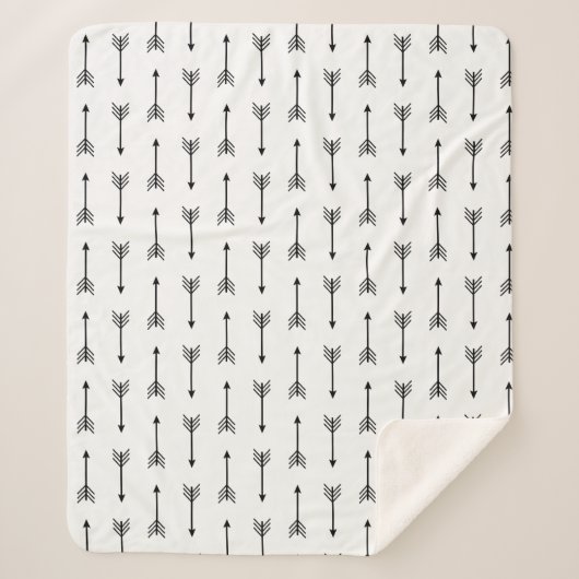 Moderne schwarze Pfeile und Weiß Sherpadecke (Vorderseite)